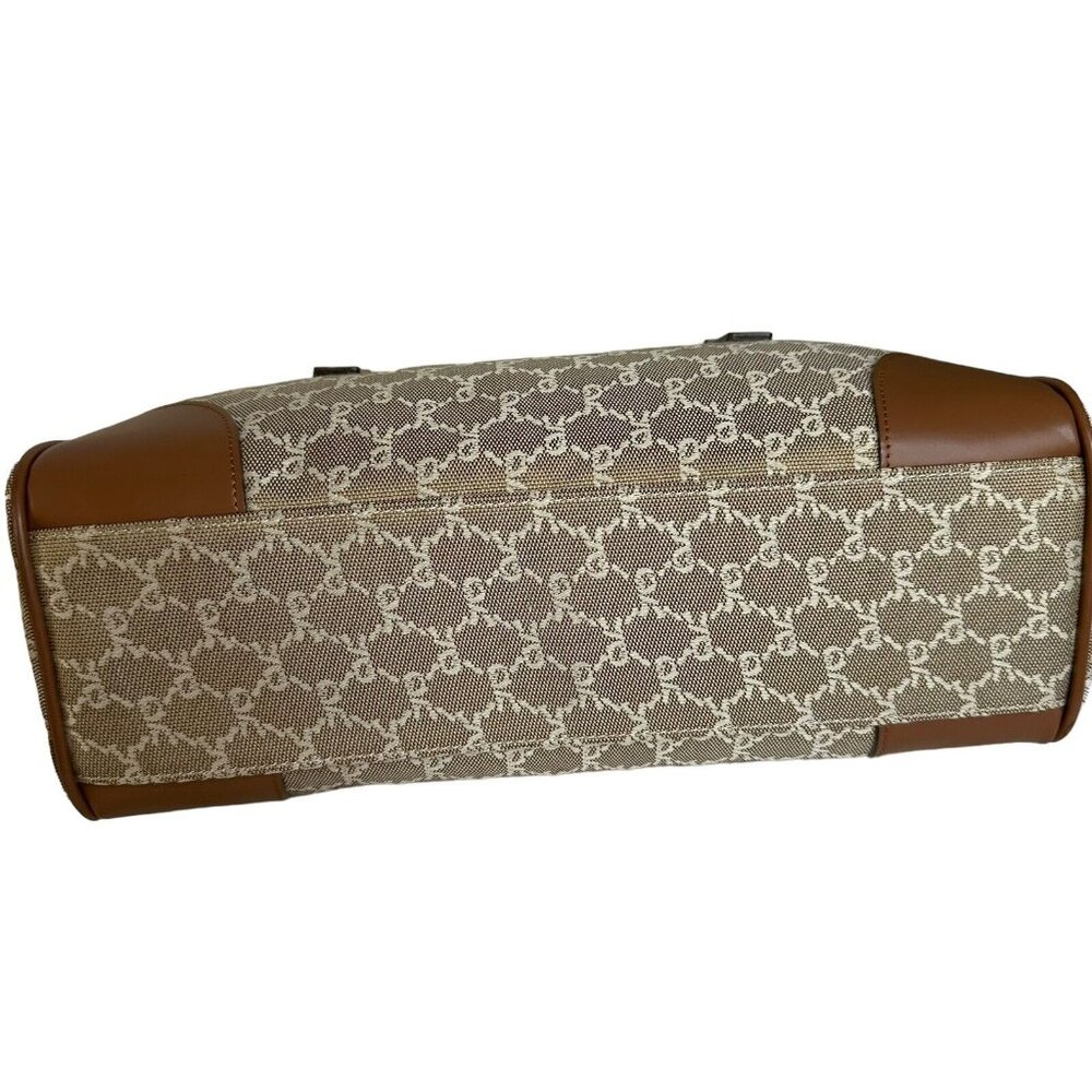 ROBERTA DI CAMERINO Satchel Shoulder Hand Bag Brown Monogram Logo Double Handles - Picture 5 of 15